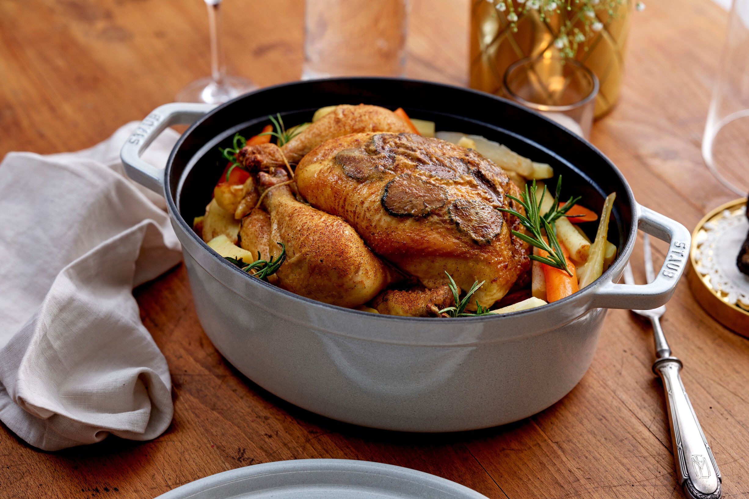 La Cocotte Cocotte 37 cm / 8 l, Oval, White Truffle, St&oslash;beje