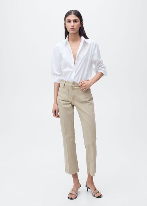 Flared cropped jeans with pockets