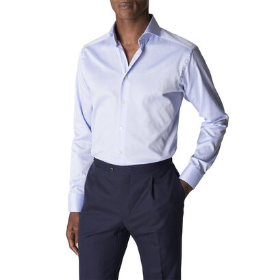 Light Blue Signature Twill Shirt - Extreme Cut Away Collar - Slim Supe