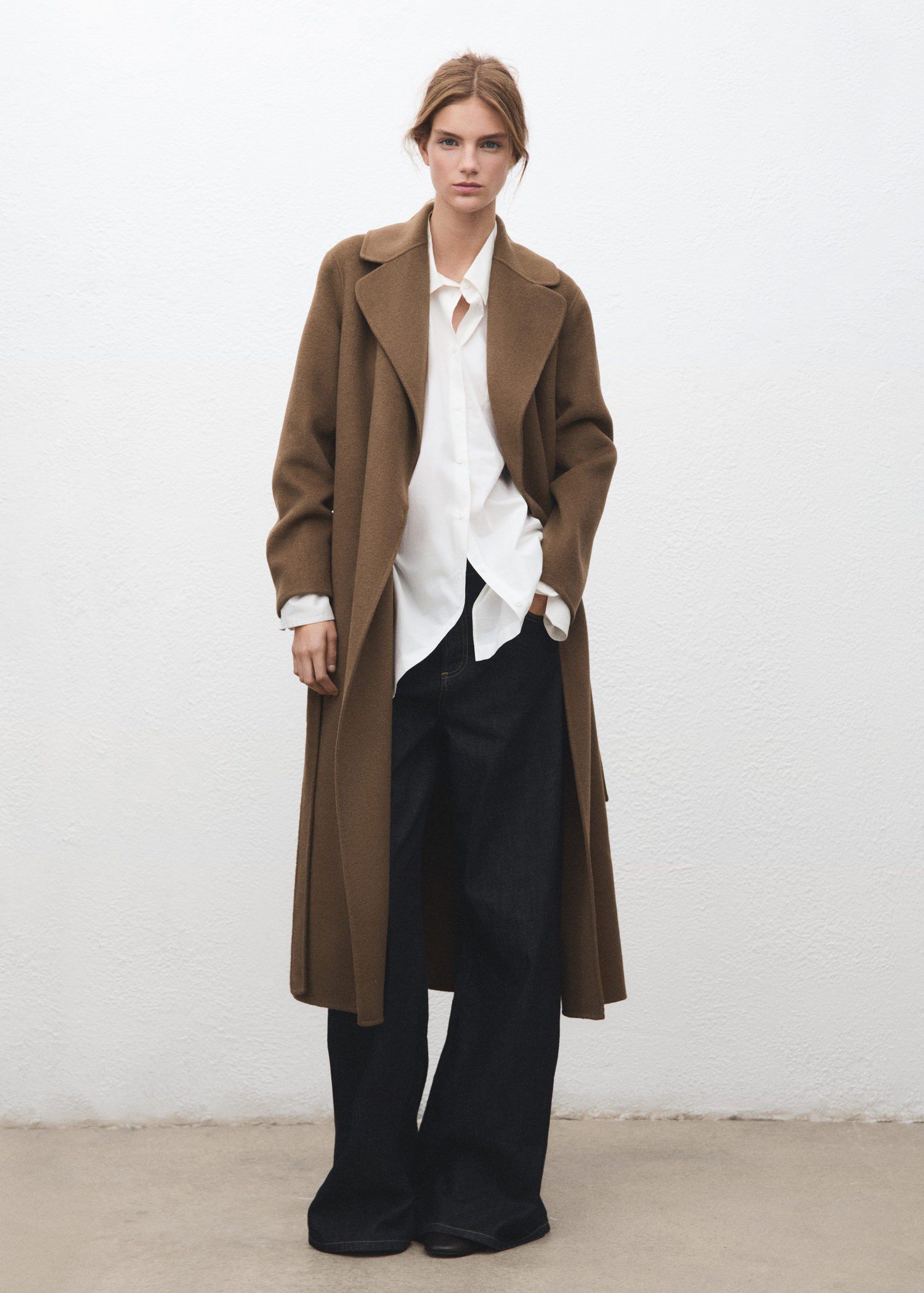 Handmade wool coat with belt