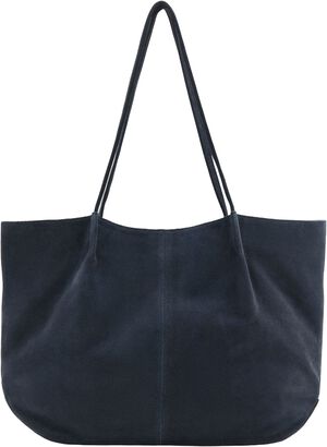 Suede leather shopper bag