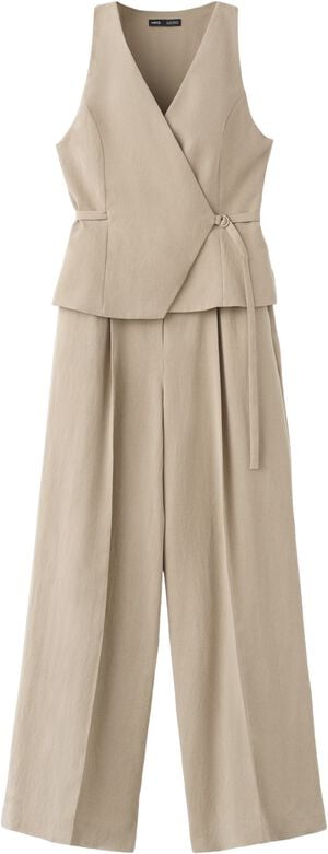 Combined lyocell crossover jumpsuit