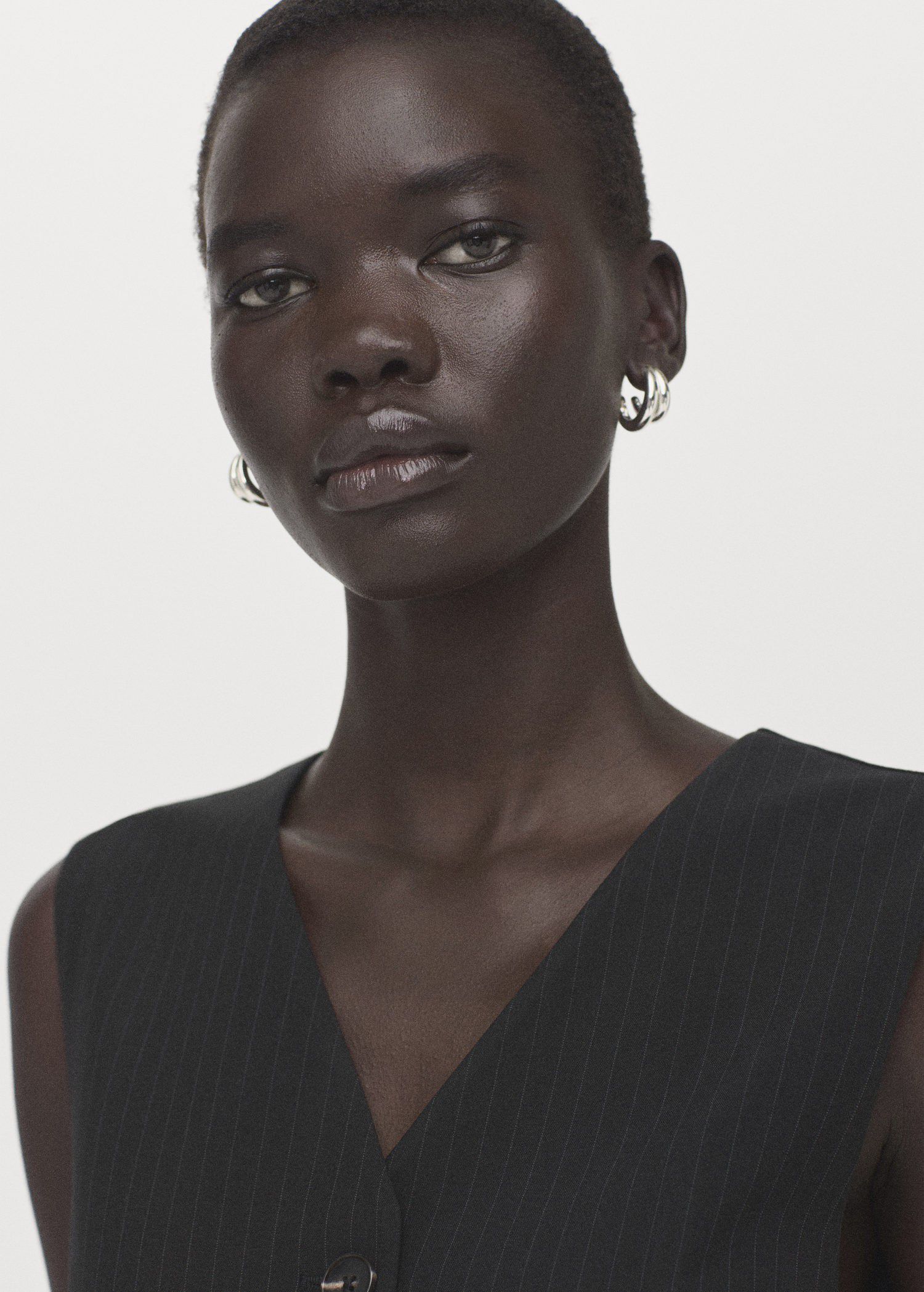 Pinstripe suit-style jumpsuit