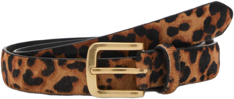 Animal print leather belt