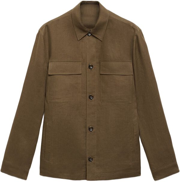100% linen overshirt with pockets