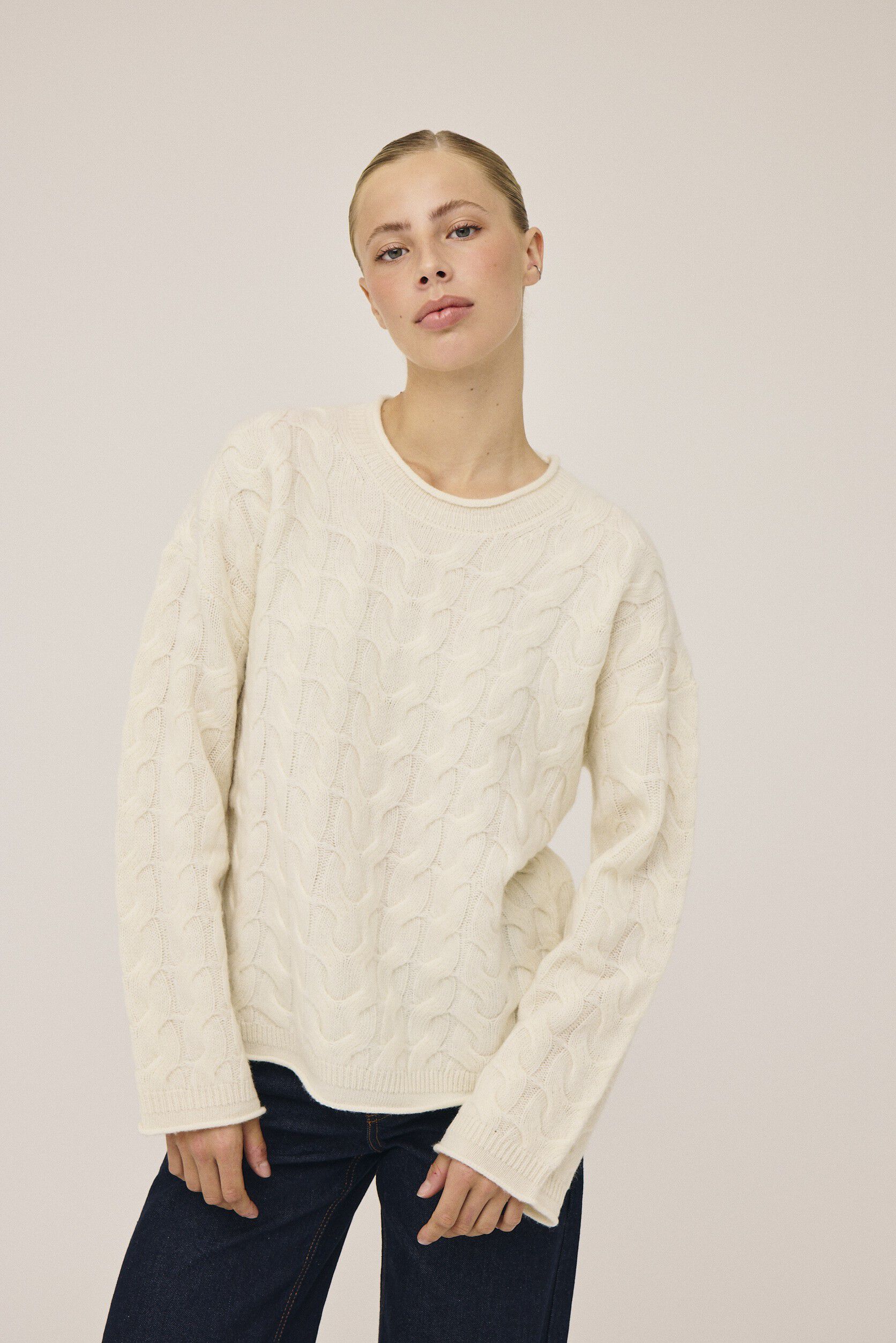 Myrna 5 Lang&aelig;rmede striksweater - 100% Uld RWS