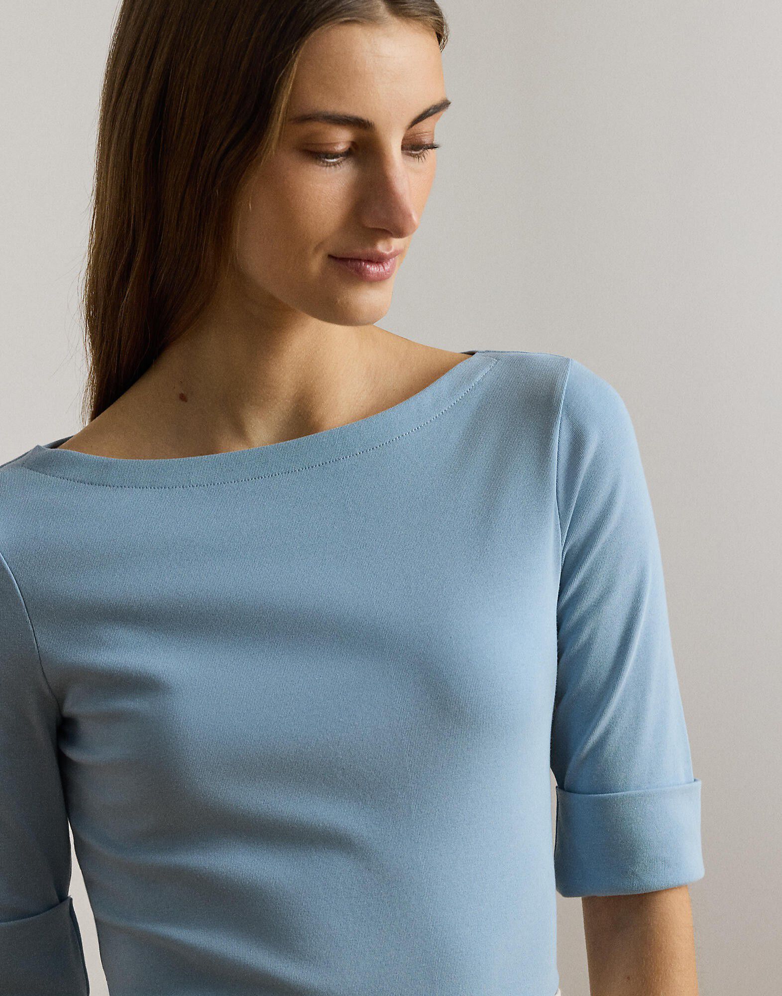 Stretch Cotton Boatneck Tee