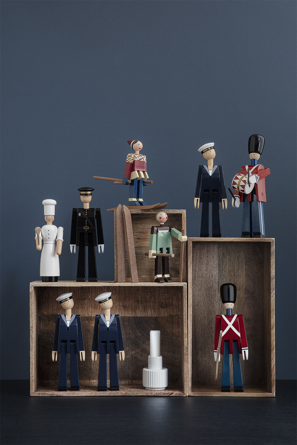 Marine m&oslash;rk bl&aring;/hvid