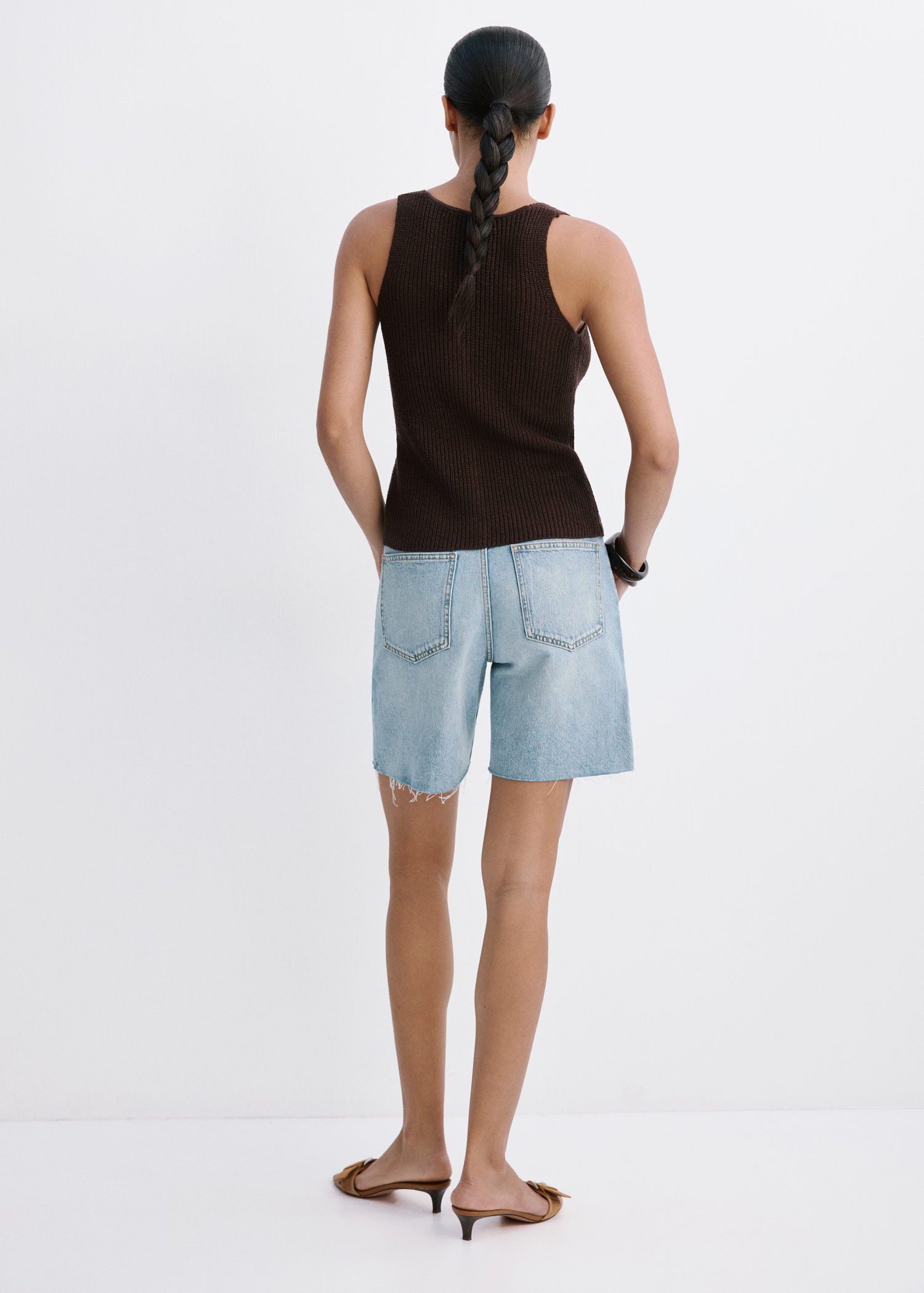 Straight low-rise denim Bermuda sho