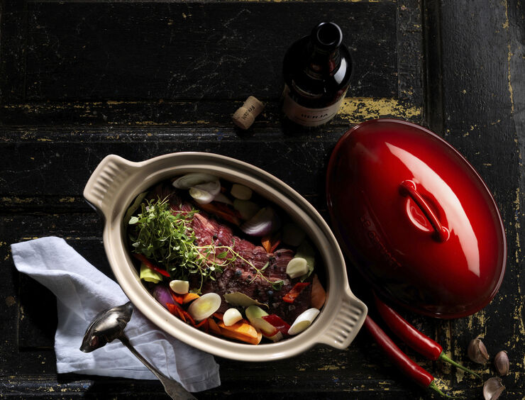 Oval stegeso 36 cm, Cerise