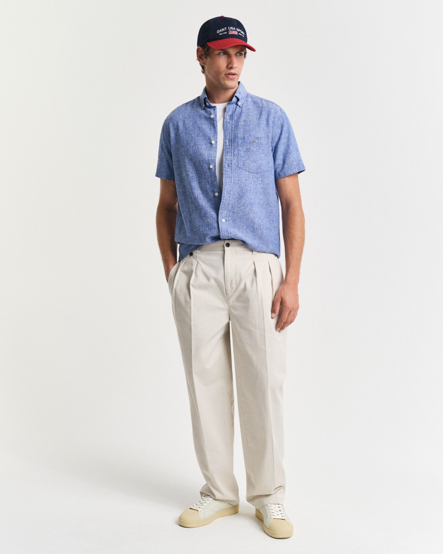 REG COTTON LINEN SS SHIRT
