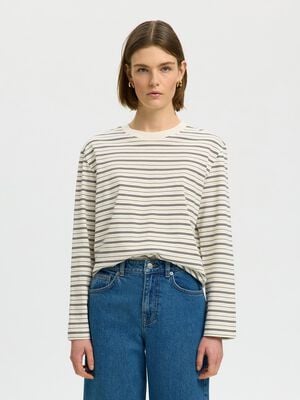 SLWESSENTIAL LS STRIPED BOXY TEE NO