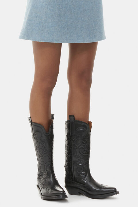 Mid Shaft Embroidered Western Boot