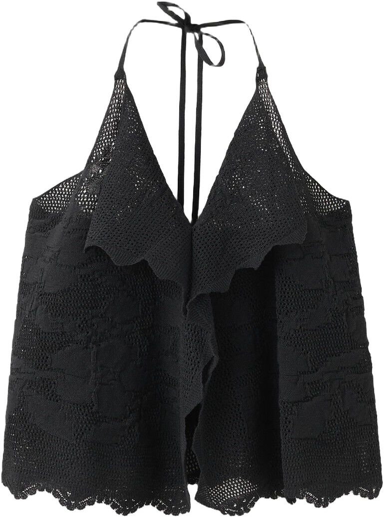 Embroidered knit halter top