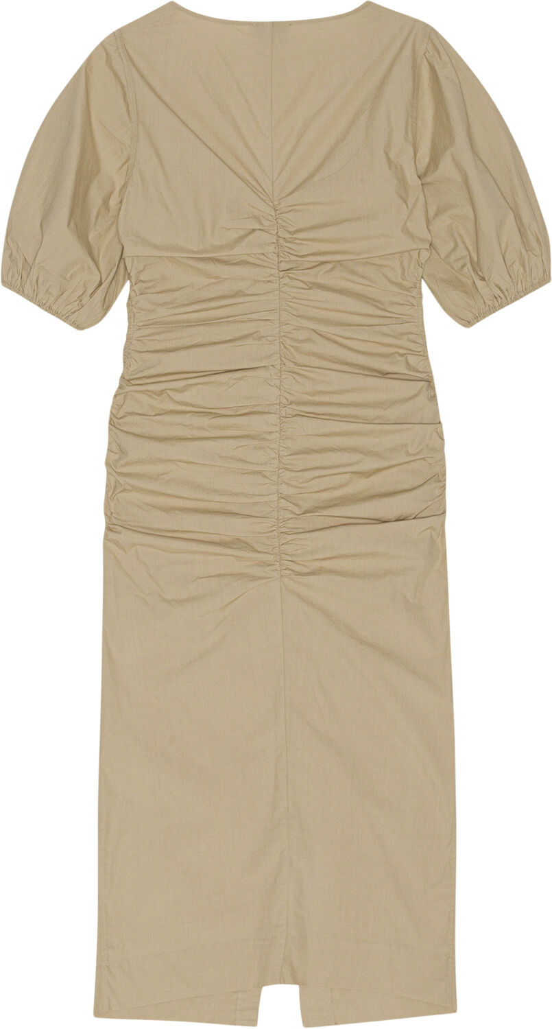 Cotton Poplin Gathered Open-neck Ma