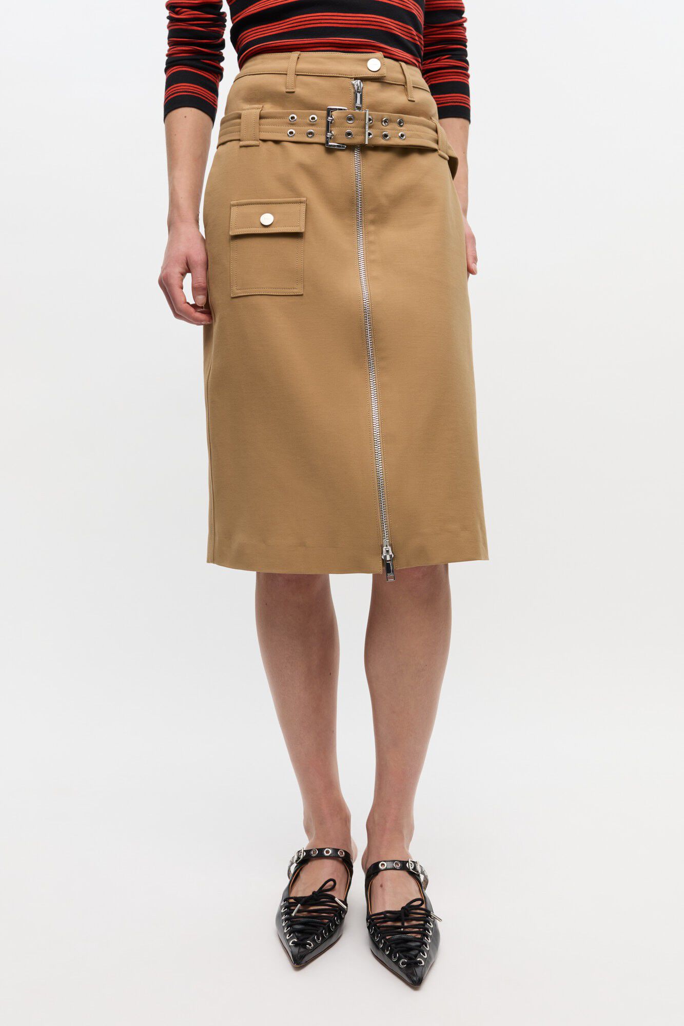 Heavy Cotton Tailoring Midi Skirt
