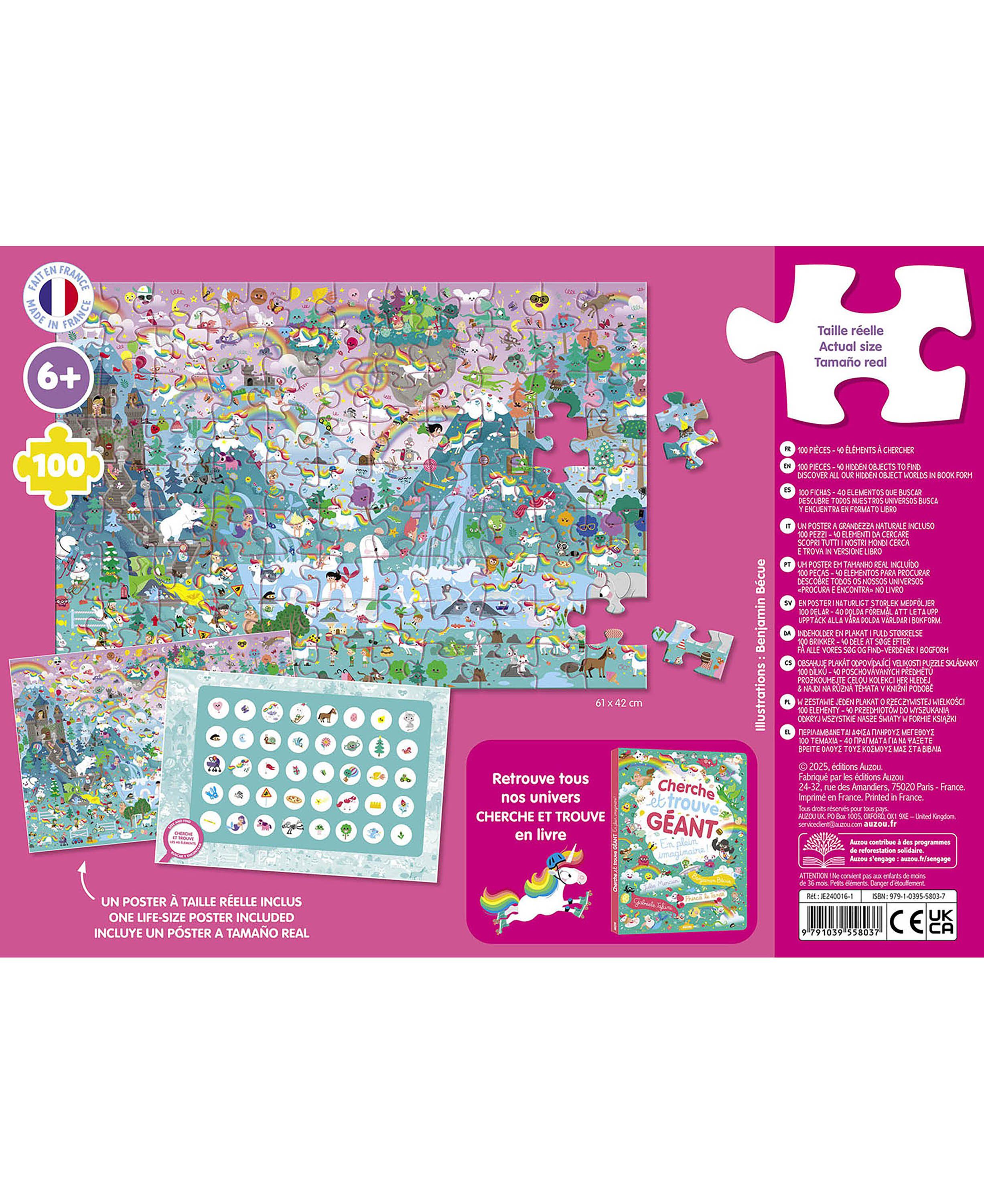 Auzou - Puslespil 100 brk - S&oslash;g & find - Enhj&oslash;rninger