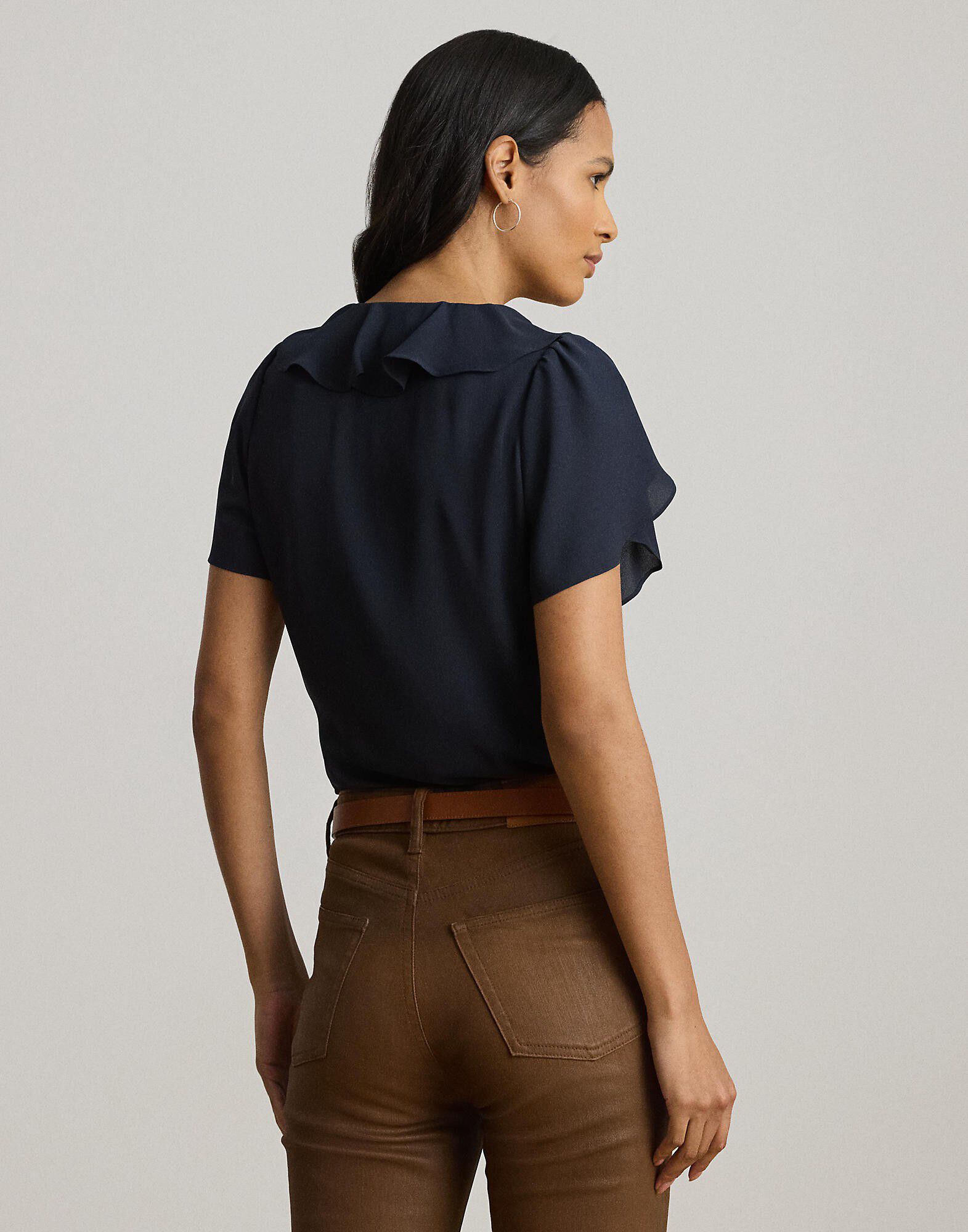 Ruffle-Trim Georgette Blouse