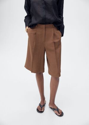 Linen blend suit bermuda shorts