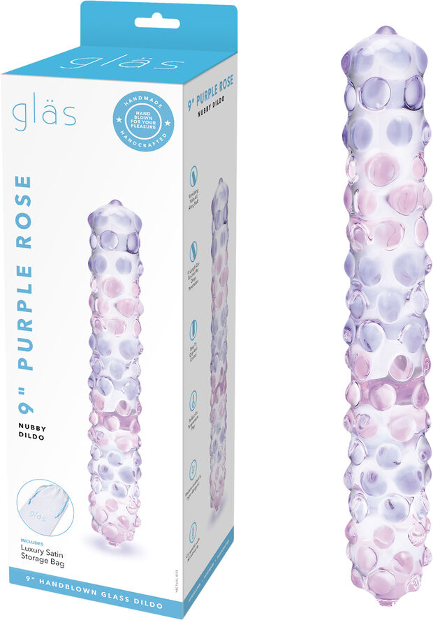 GLAS - PURPLE ROSE NUBBY DILDO