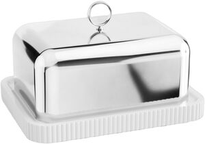 BERNADOTTE BUTTER DISH, PORC & SS