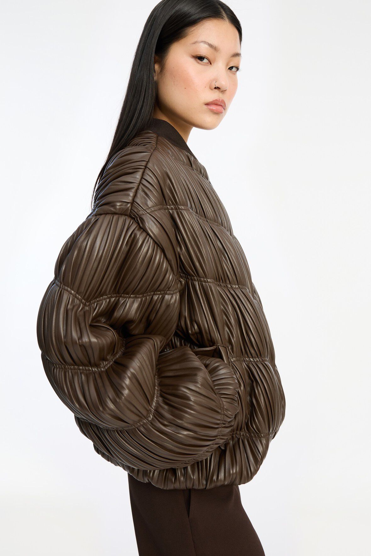 PLEATED BOMBER JACKET