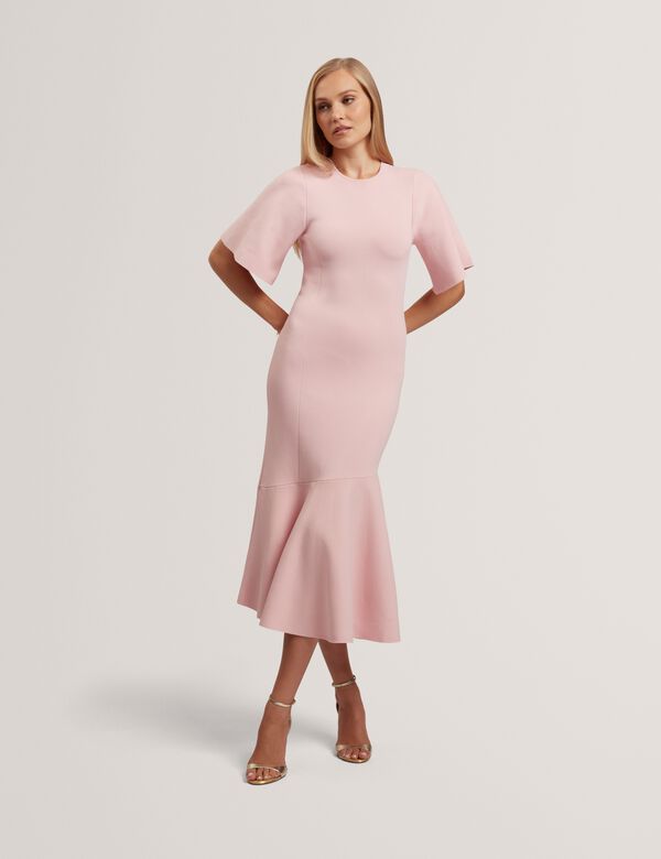 Receda Short Sleeve Knit Midi Dress