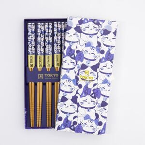 Chopstick Giftset/5 Blue Lucky Cat 33522 1/100