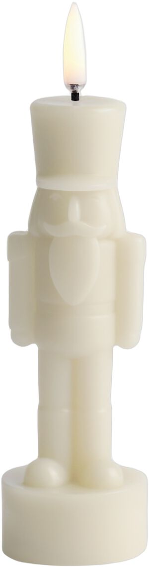 LED candle, Nutcracker, Oyster grey, Smooth, 6x16,5 cm