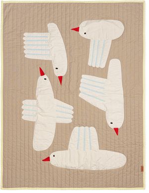 Bird Quilted Blanket - Sand