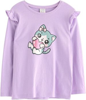 Long-sleeved top in soft cotton wit