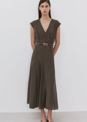 Double-belt A-line dress
