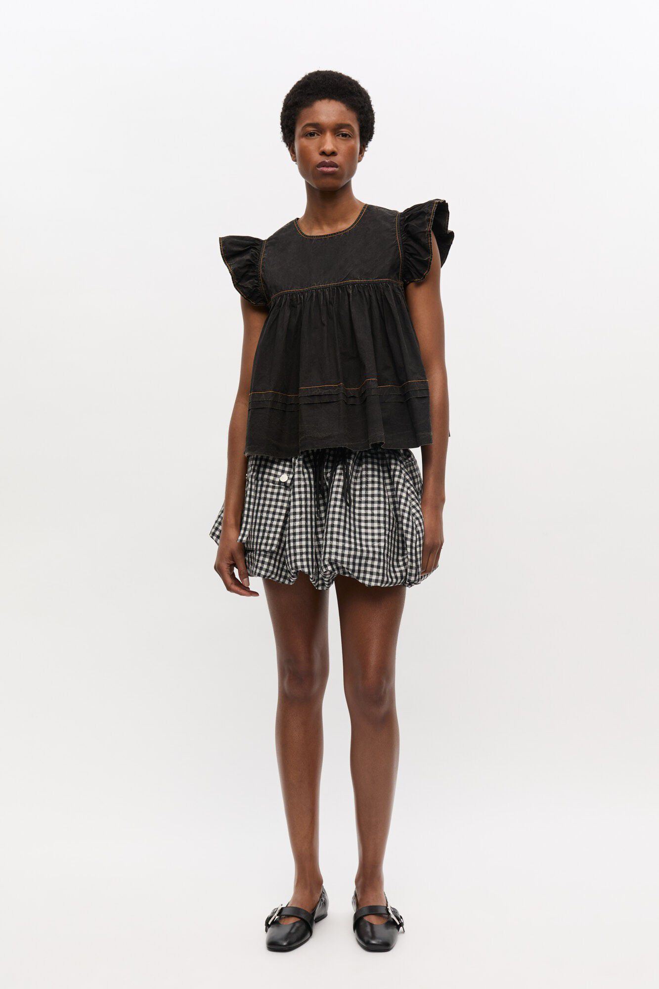 Garment Dyed Cotton Frill Sleeve To