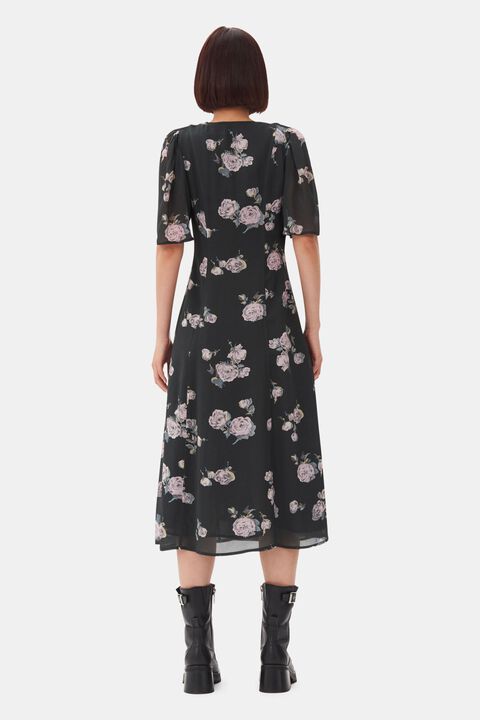 Fluid Crepe Wrap Midi Dress