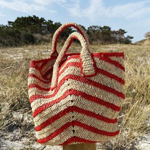 CAVONE - STRIPED RAFFIA TOTE