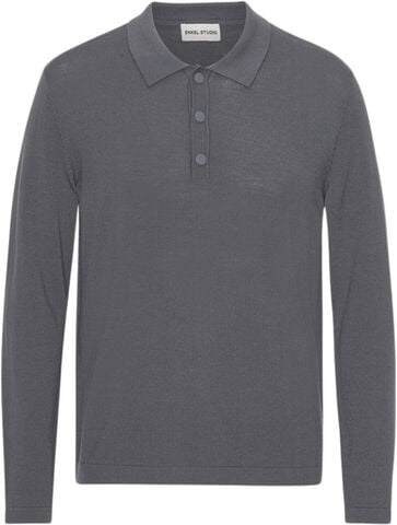 ESQUINCE - LS Polo Wool Buttons M STONE BEACH GREY, size M