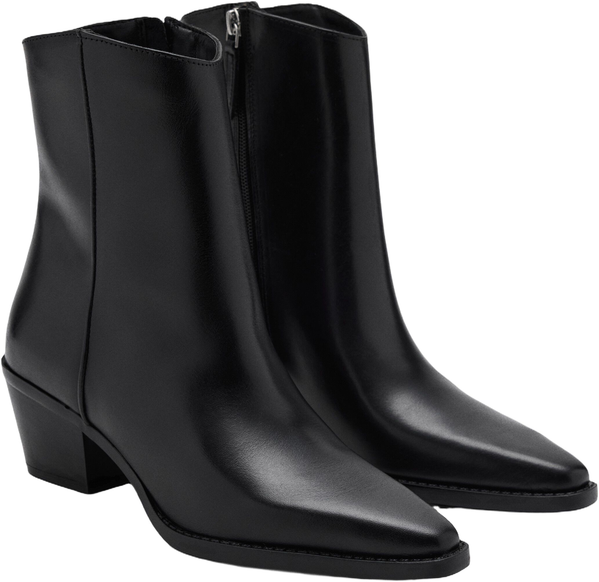 Leather ankle boots with block heel
