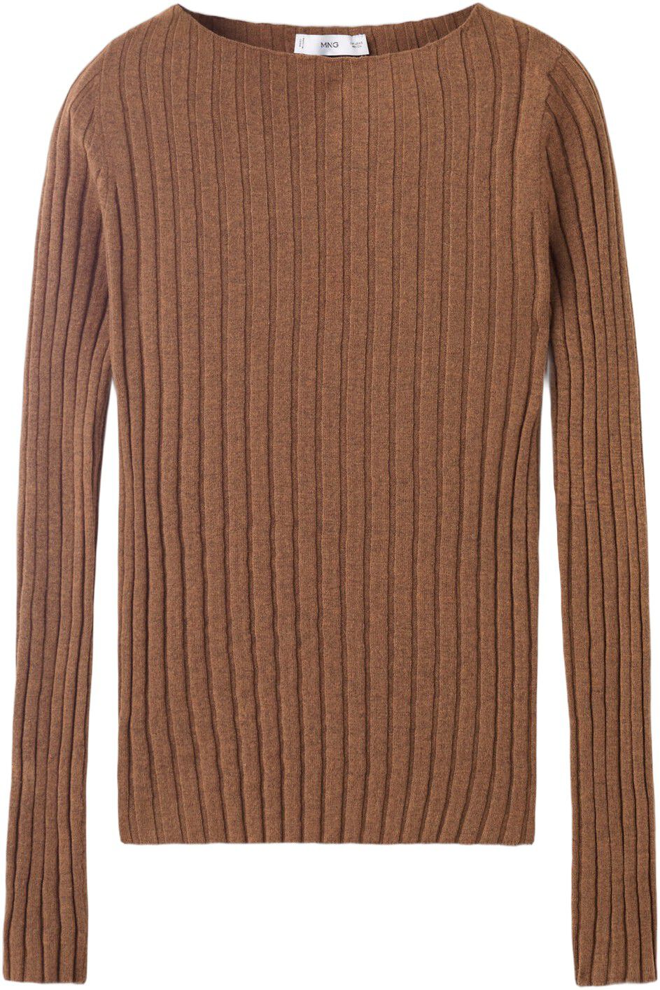 Boat neck ribbed sweater