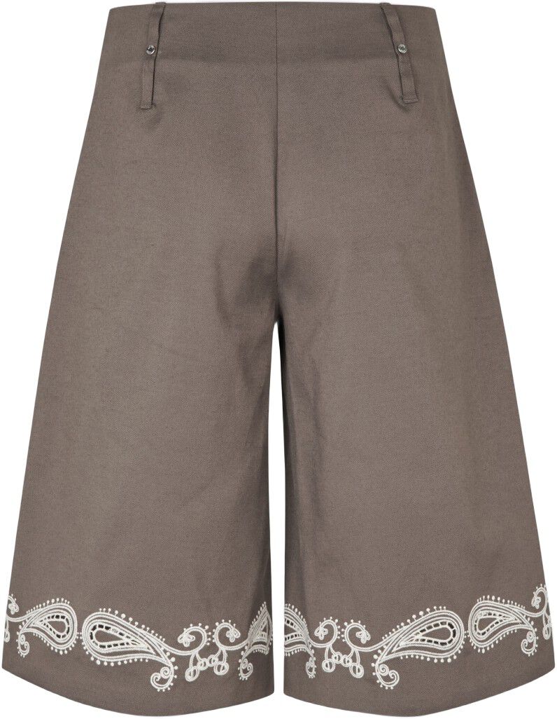 2492 Embroidered Canvas, Pleated Eyelet Bermuda