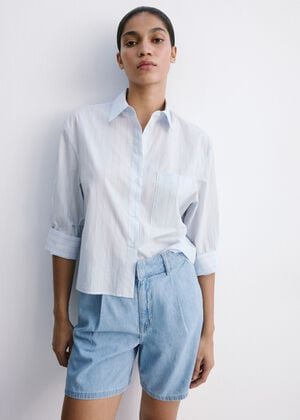 Mid-rise denim bermuda shorts with