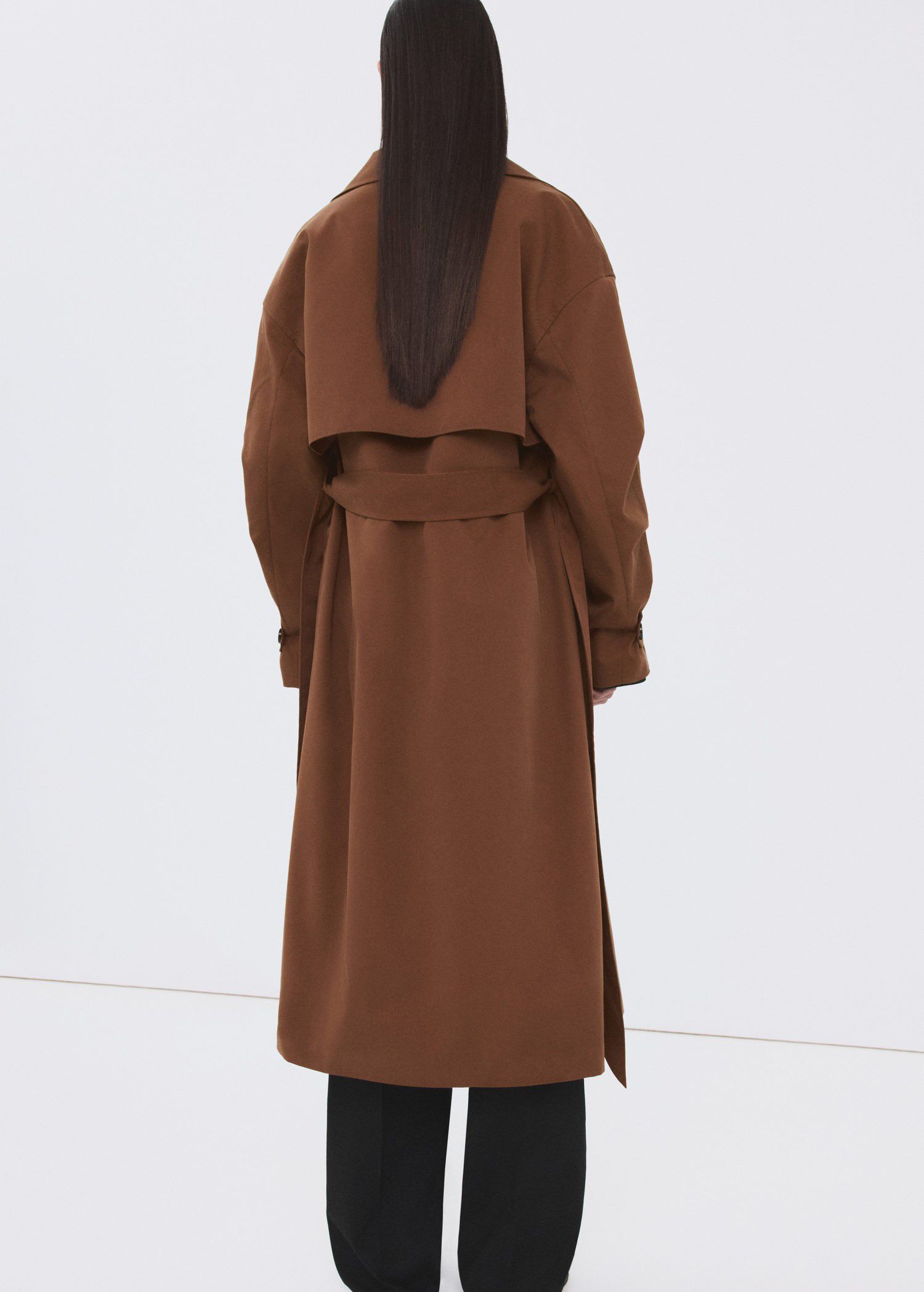 Long double-breasted trench coat