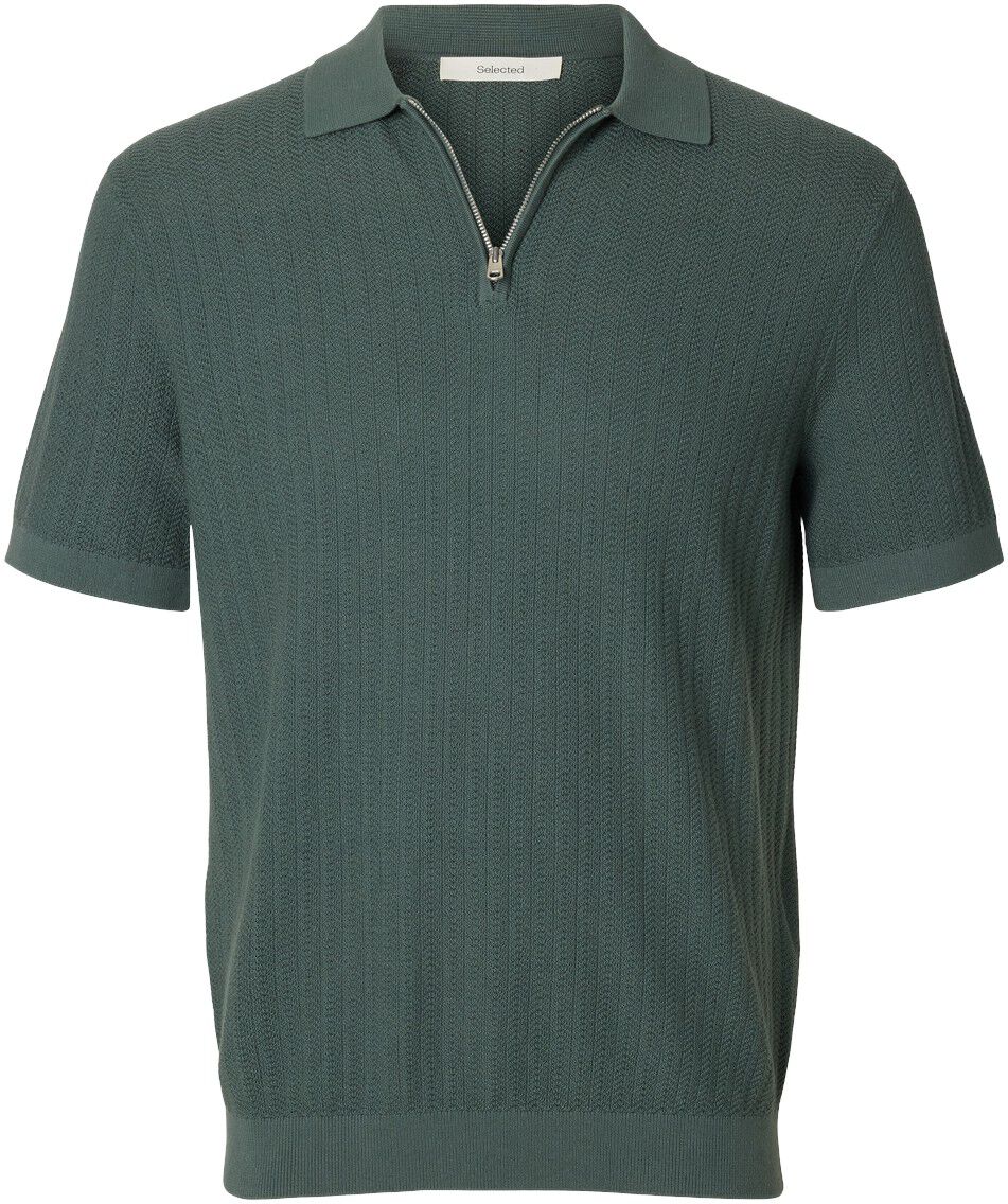 SLHCRAN SS KNIT STRUCTURE ZIP POLO