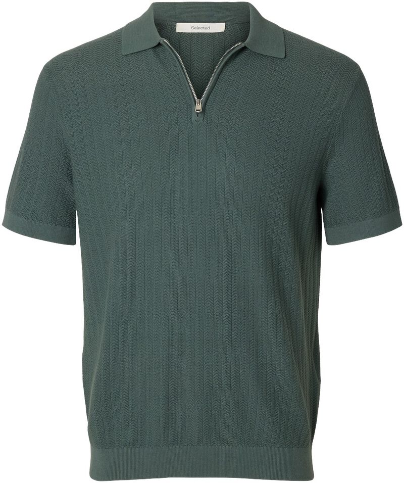 Slhcran Ss Knit Structure Zip Polo