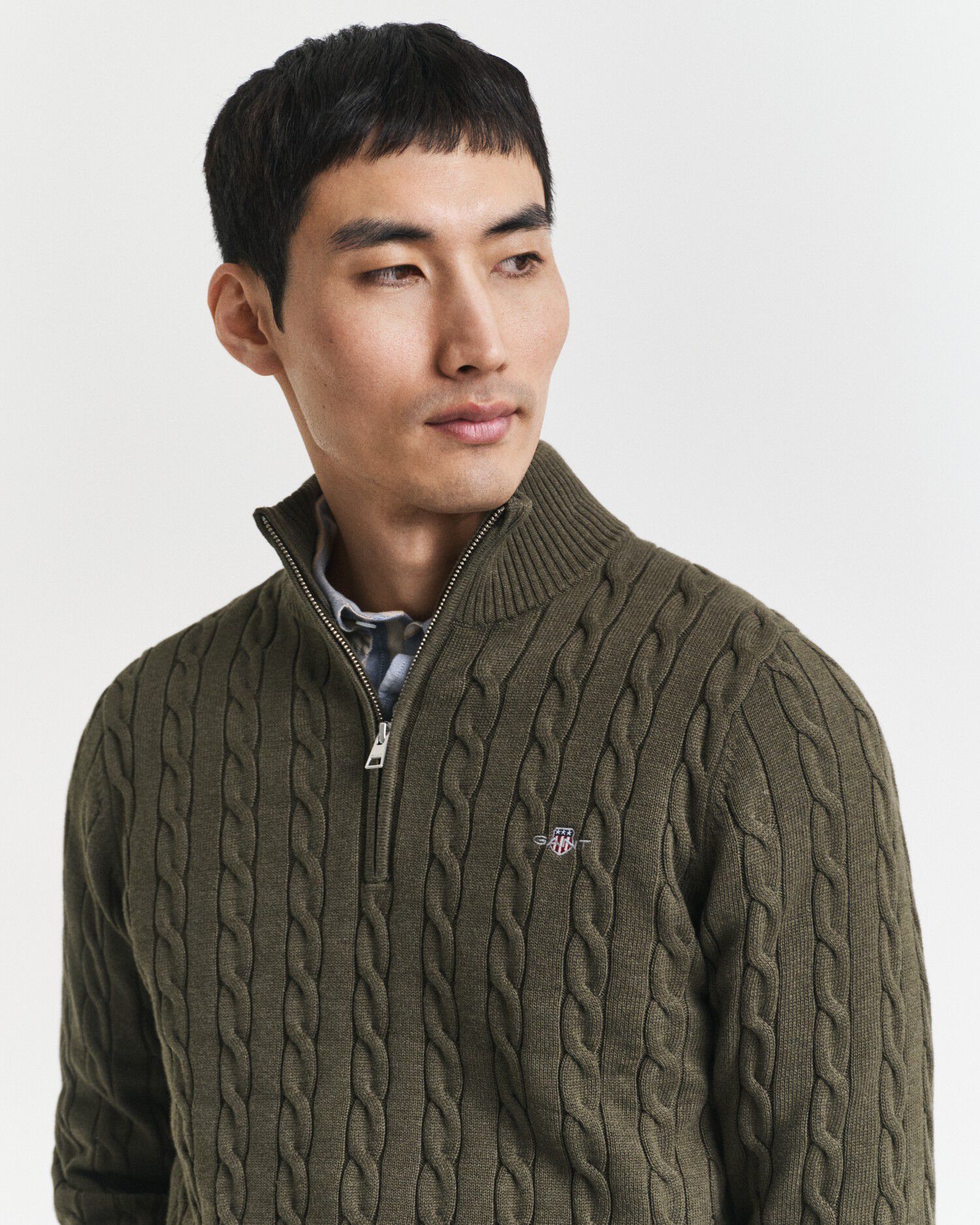 COTTON CABLE HALF ZIP