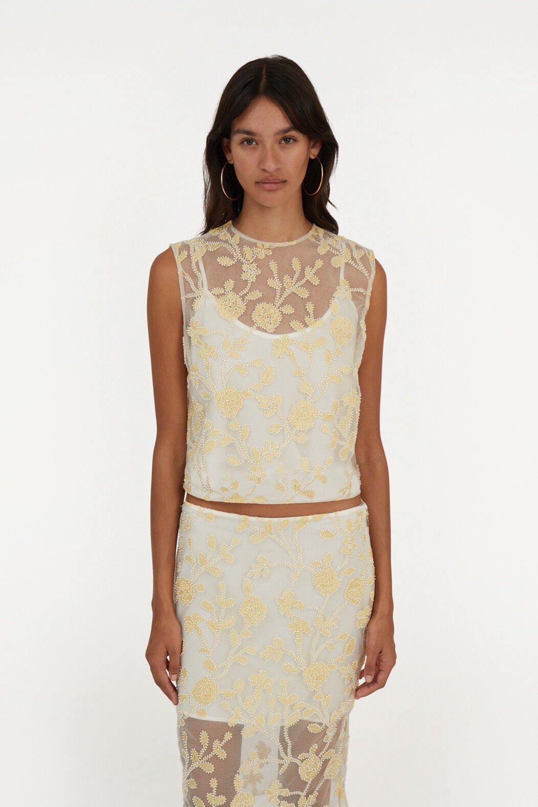 FLOWER BEADS PENCIL SKIRT