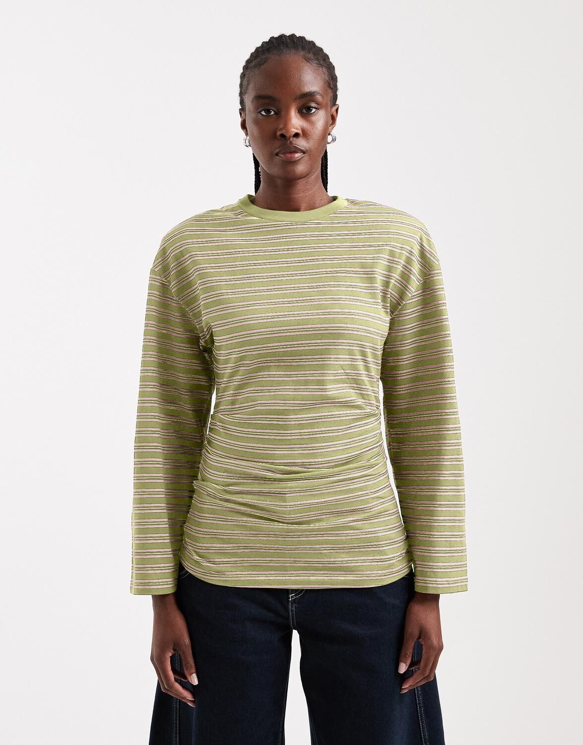 Tsbett L/S Striped Shoulder Top Jrs