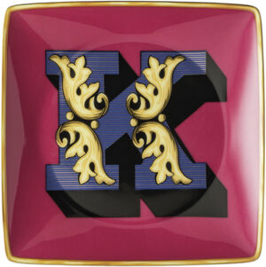 Bowl 12cm sq. flat, Holiday Alphabet K, Versace