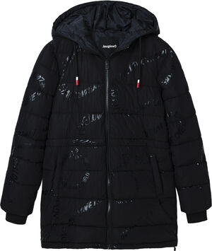 Quilted coat with text
