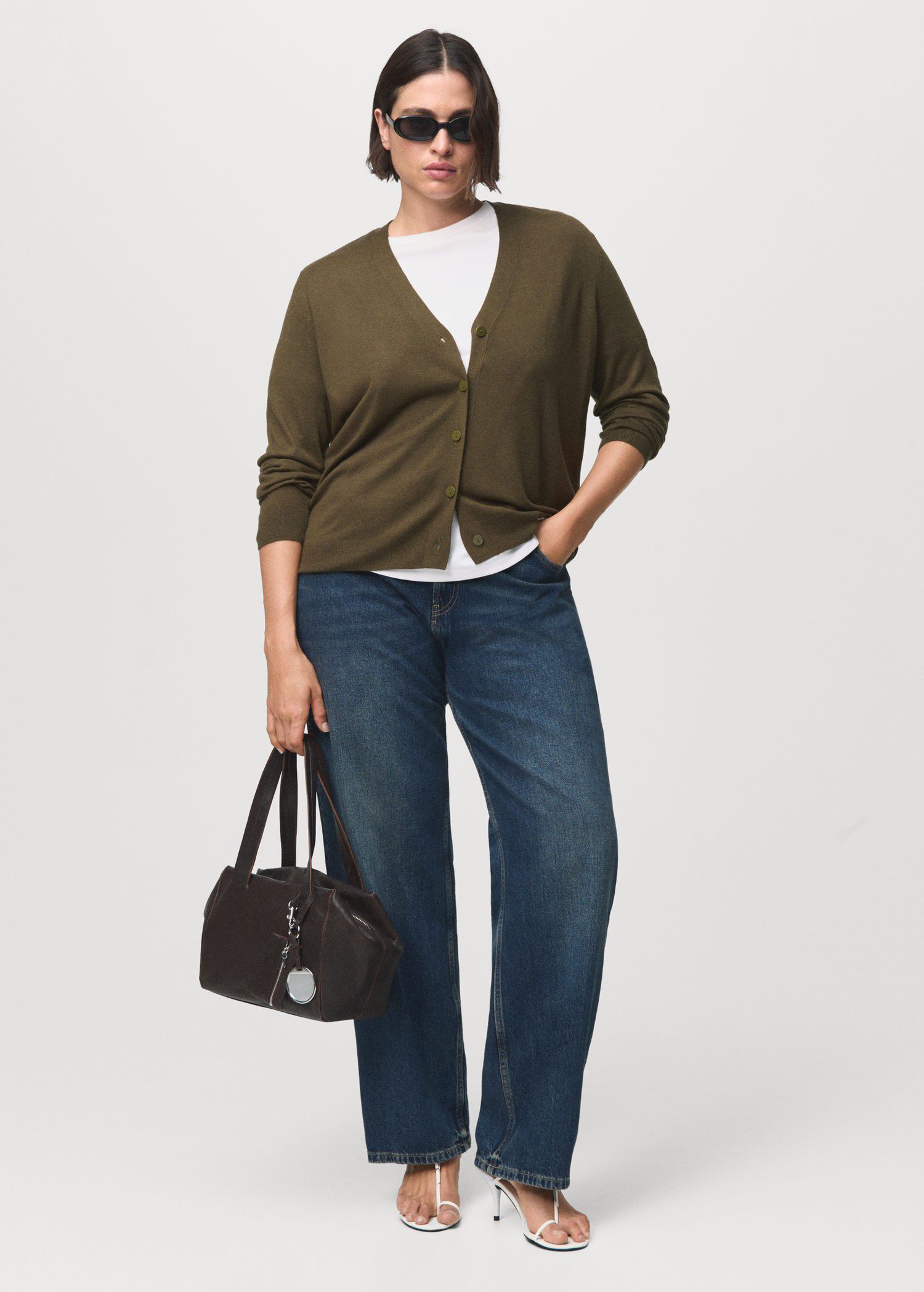 V-neck knitted cardigan