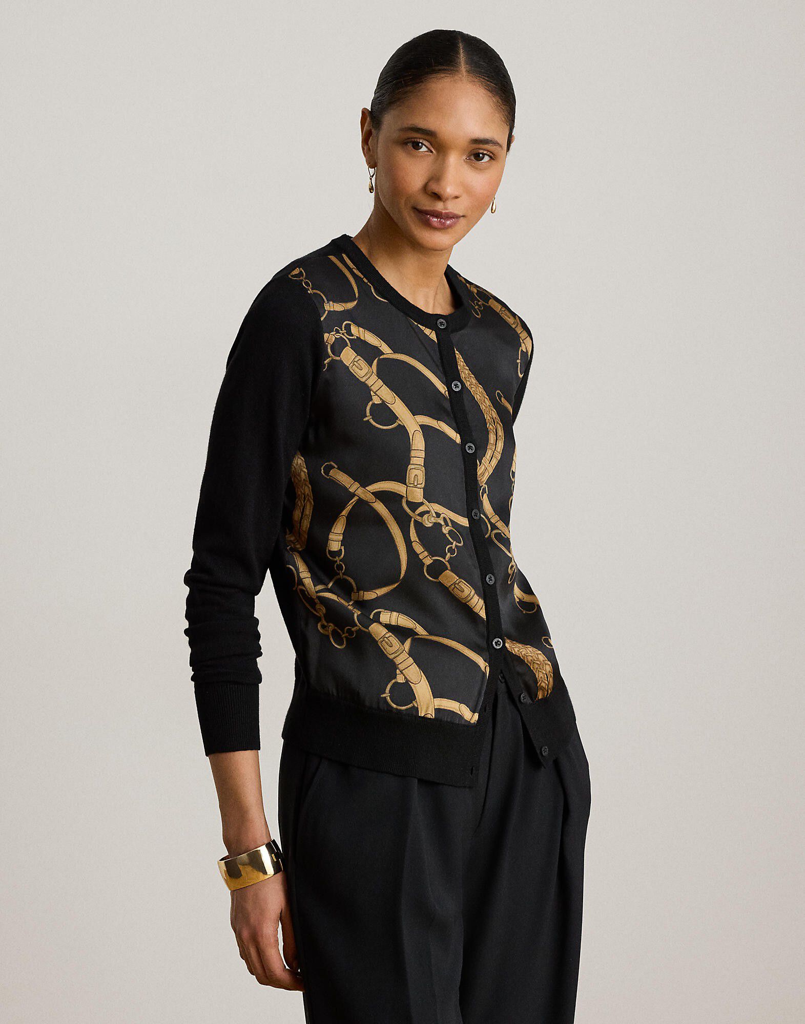 Belting-Print Cotton-Blend Cardigan